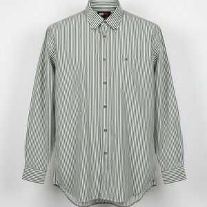 Tommy Hilfiger Vintage Green/White Striped Button Down Shirt Mens XL
